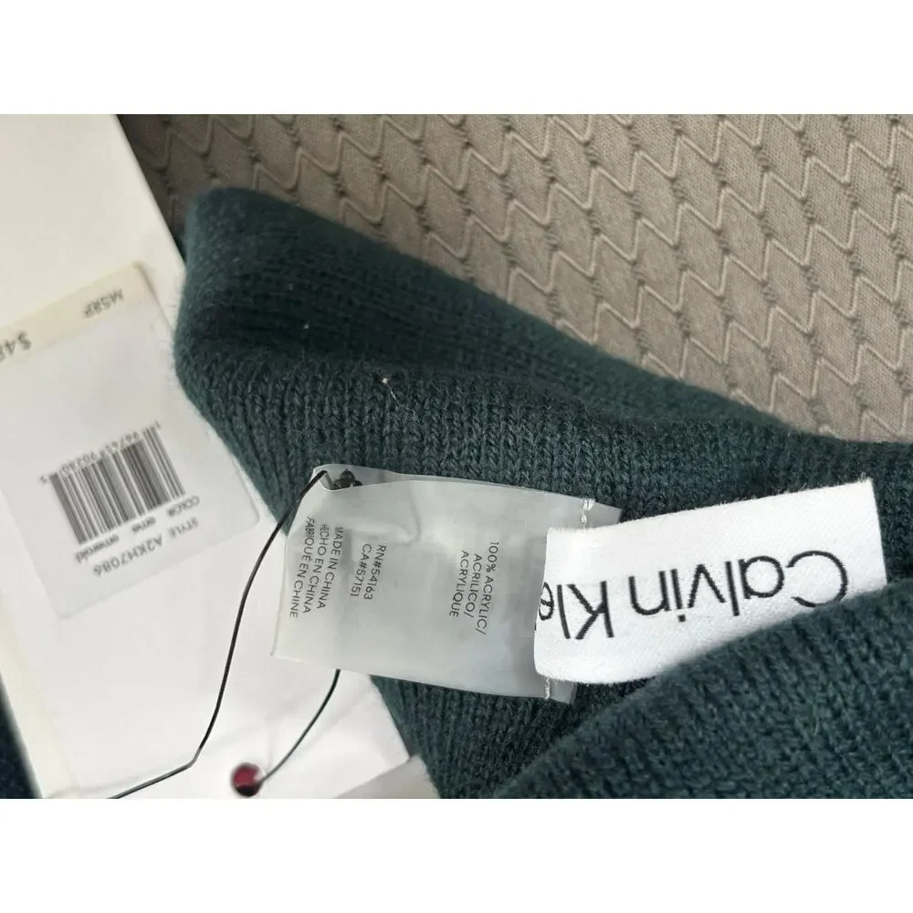 Calvin Klein Women's Logo Cuffed Beanie Green A2KH7086 NEW